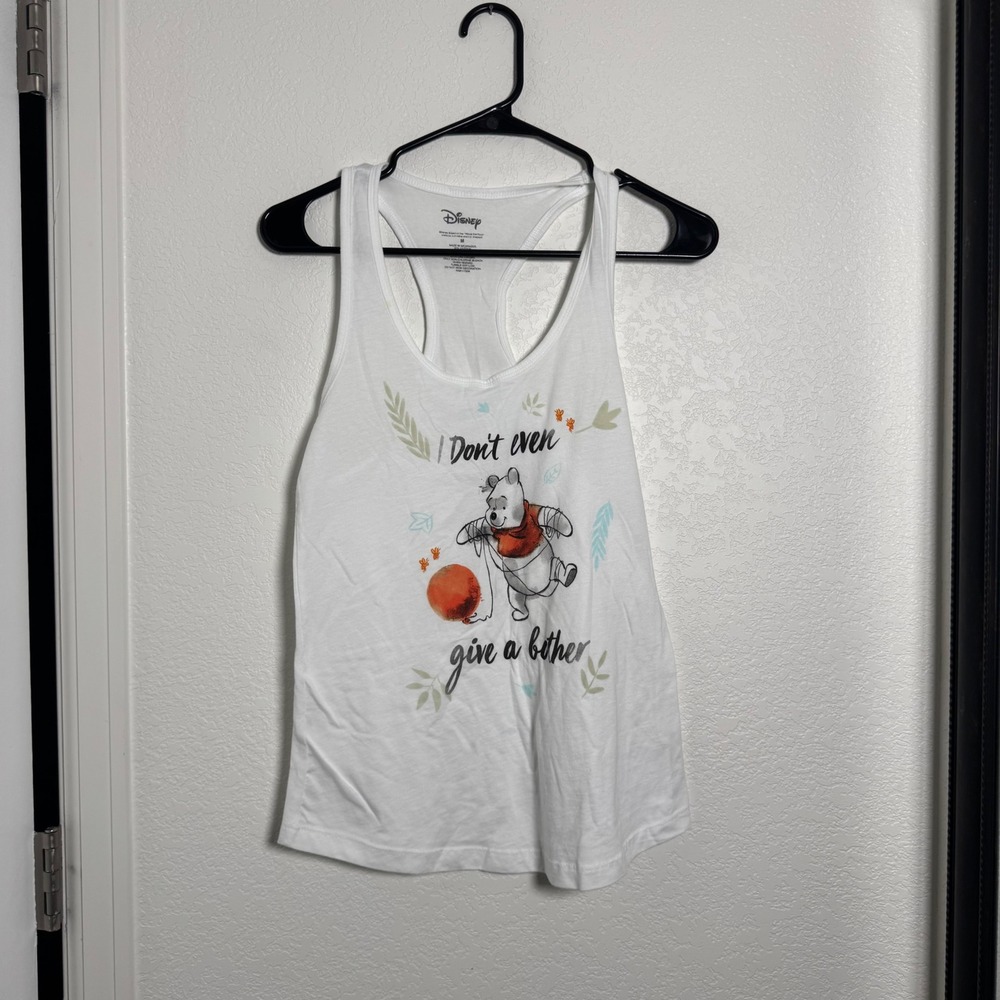 Disney Tank Top Women Medium White Winnie the Pooh Don't Give a Bother Racerback